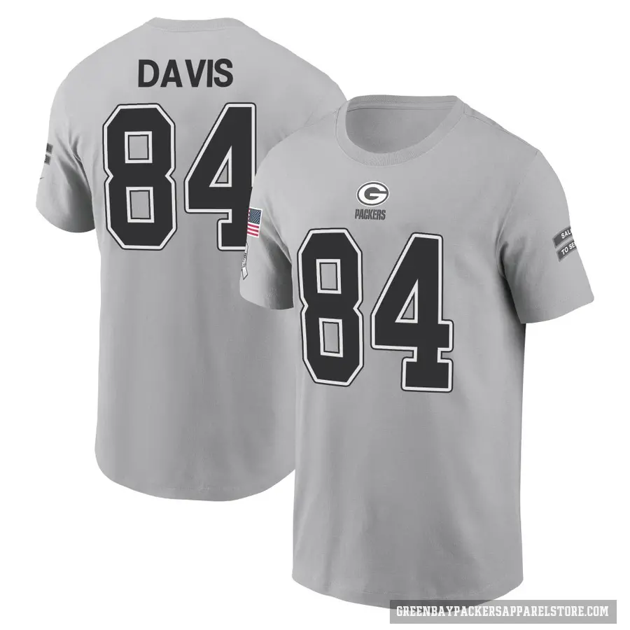 Men's ＃84 Tyler Davis Green Bay Packers Gray 2024 Salute to Service T-Shirt