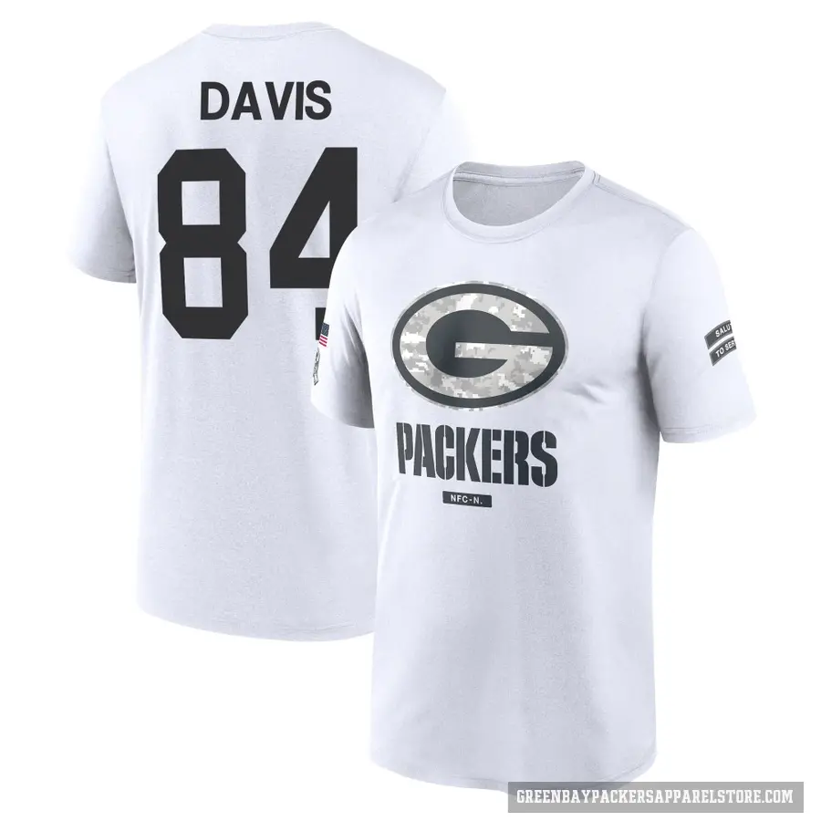 Men's ＃84 Tyler Davis Green Bay Packers White 2024 Salute to Service Performance T-Shirt