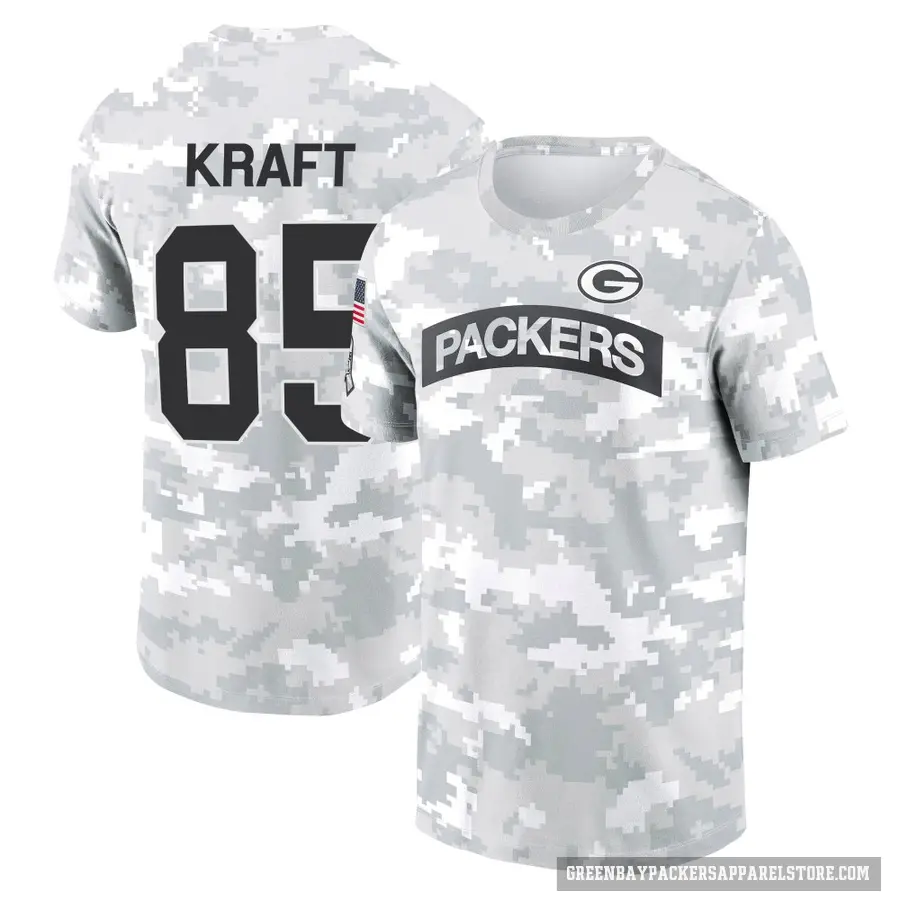 Men's ＃85 Tucker Kraft Green Bay Packers Camo Arctic 2024 Salute to Service Performance T-Shirt