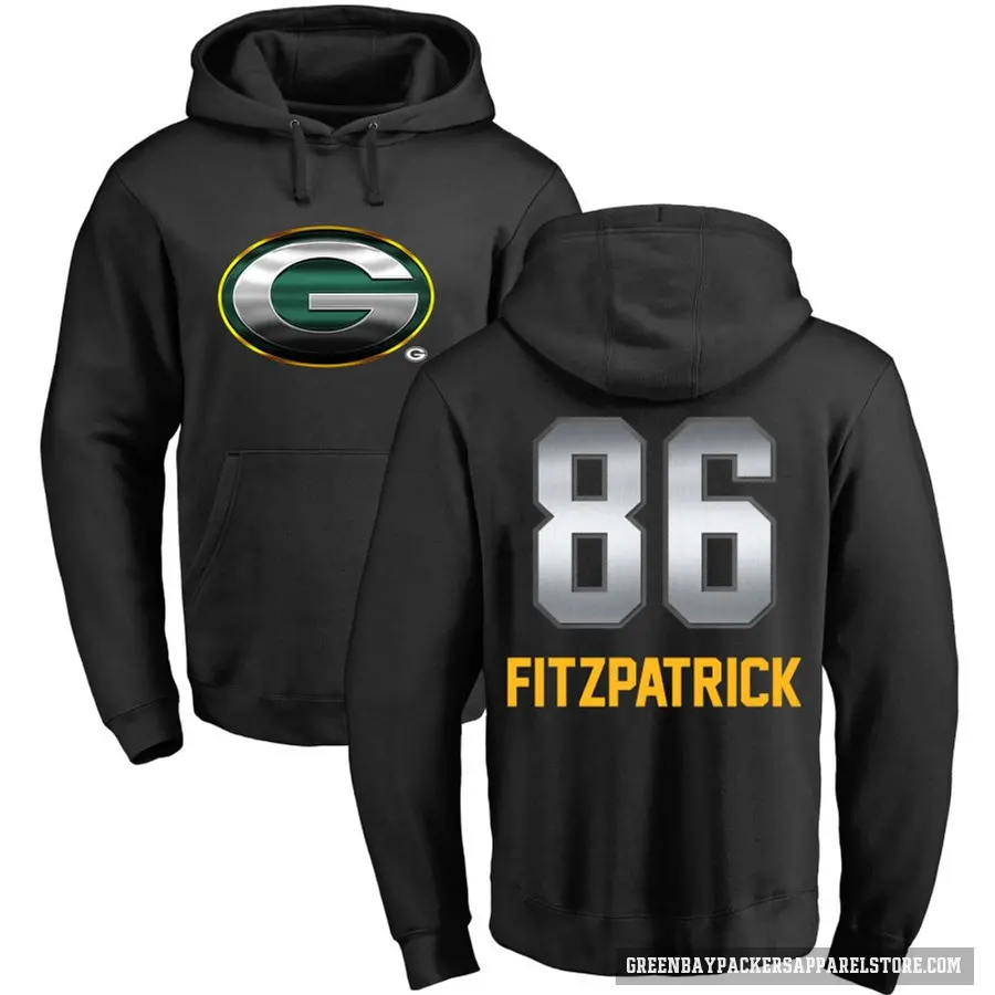 Men's ＃86 John FitzPatrick Green Bay Packers Black Midnight Mascot Pullover Hoodie