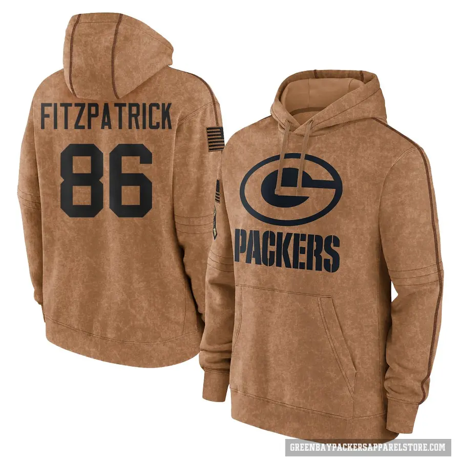 Men's ＃86 John FitzPatrick Green Bay Packers Brown 2023 Salute To Service Club Pullover Hoodie