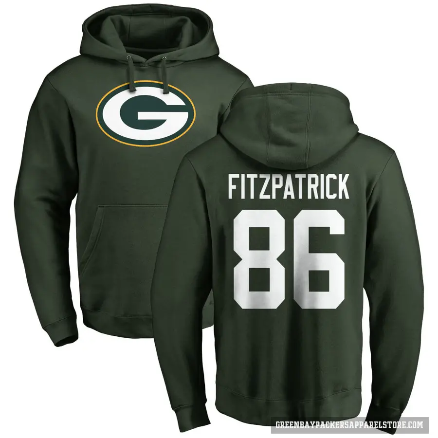 Men's ＃86 John FitzPatrick Green Bay Packers Green Pro Line Logo Pullover Hoodie