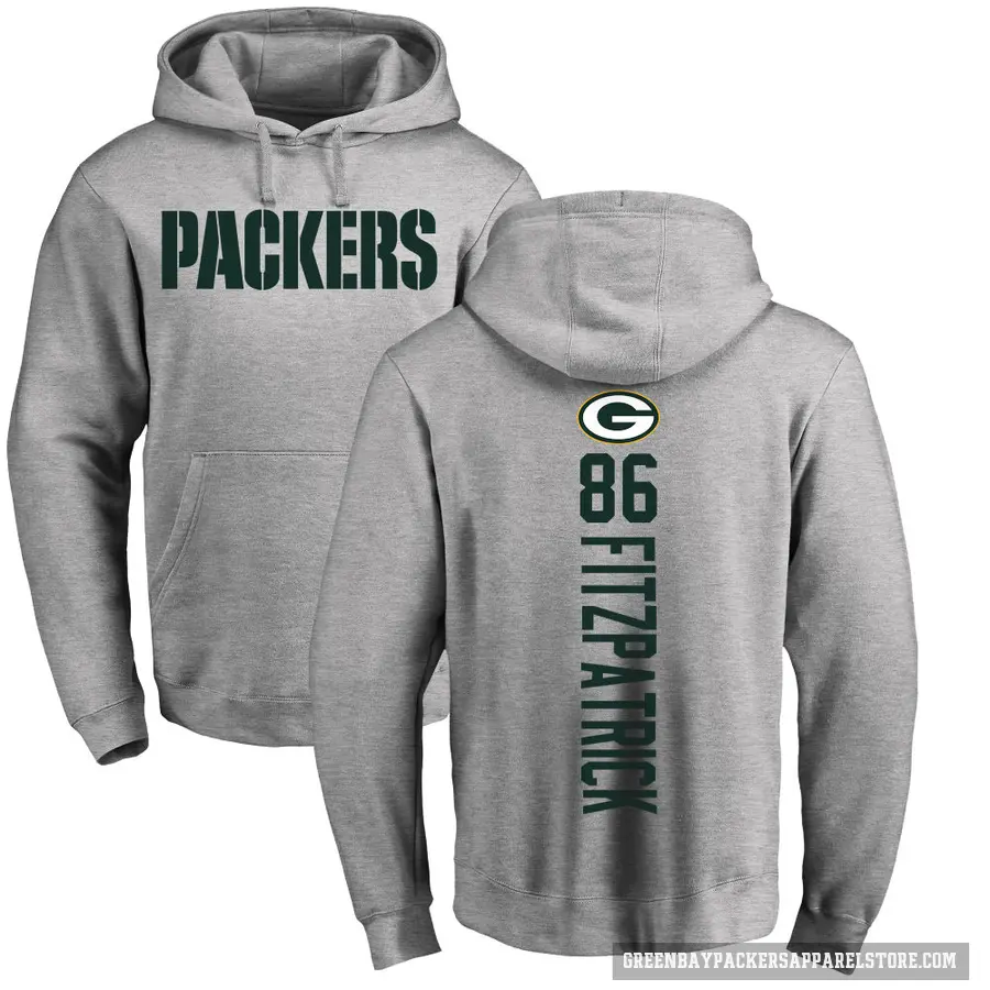 Men's ＃86 John FitzPatrick Green Bay Packers Pro Line Ash Backer Pullover Hoodie