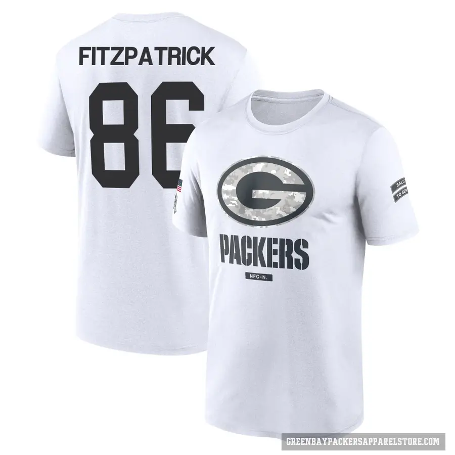Men's ＃86 John FitzPatrick Green Bay Packers White 2024 Salute to Service Performance T-Shirt