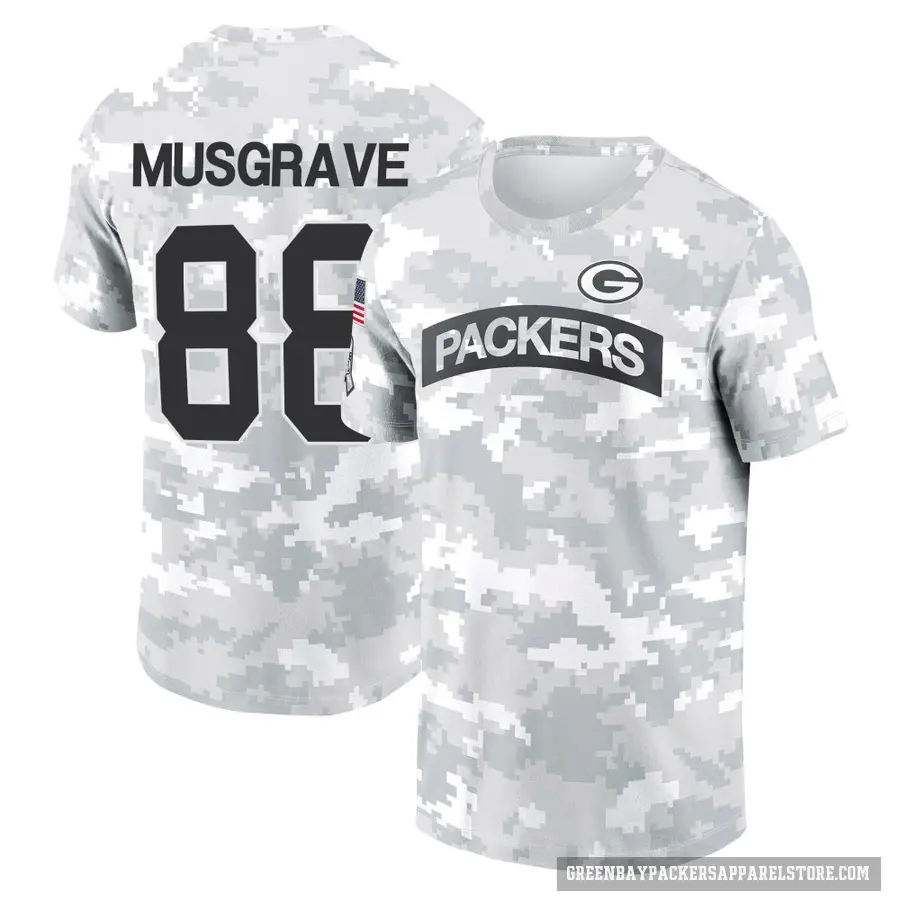 Men's ＃88 Luke Musgrave Green Bay Packers Camo Arctic 2024 Salute to Service Performance T-Shirt