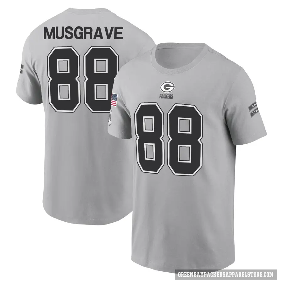 Men's ＃88 Luke Musgrave Green Bay Packers Gray 2024 Salute to Service T-Shirt