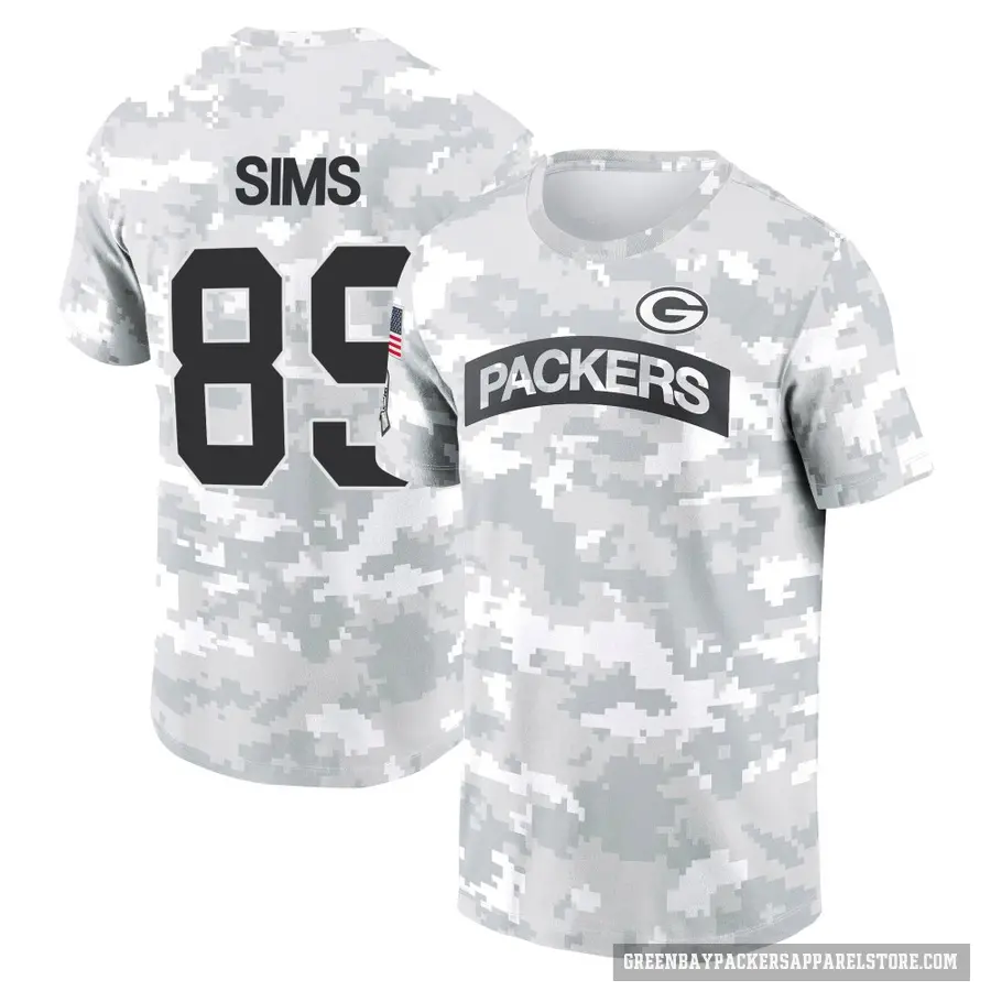 Men's ＃89 Ben Sims Green Bay Packers Camo Arctic 2024 Salute to Service Performance T-Shirt