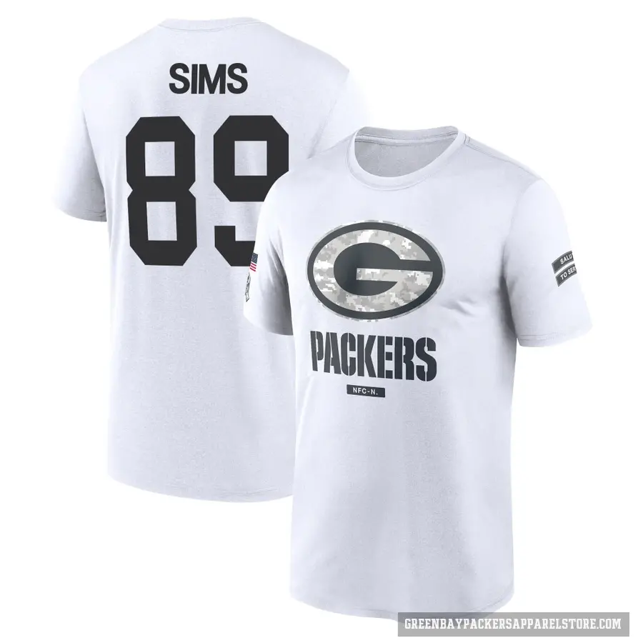 Men's ＃89 Ben Sims Green Bay Packers White 2024 Salute to Service Performance T-Shirt