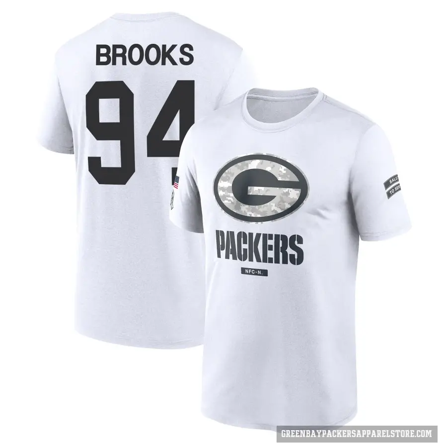 Men's ＃94 Karl Brooks Green Bay Packers White 2024 Salute to Service Performance T-Shirt