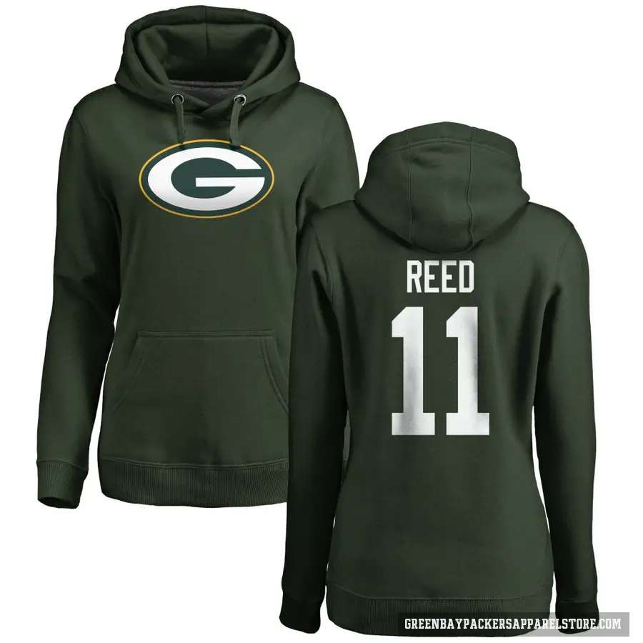 Women's ＃11 Jayden Reed Green Bay Packers Green Pro Line Logo Pullover Hoodie