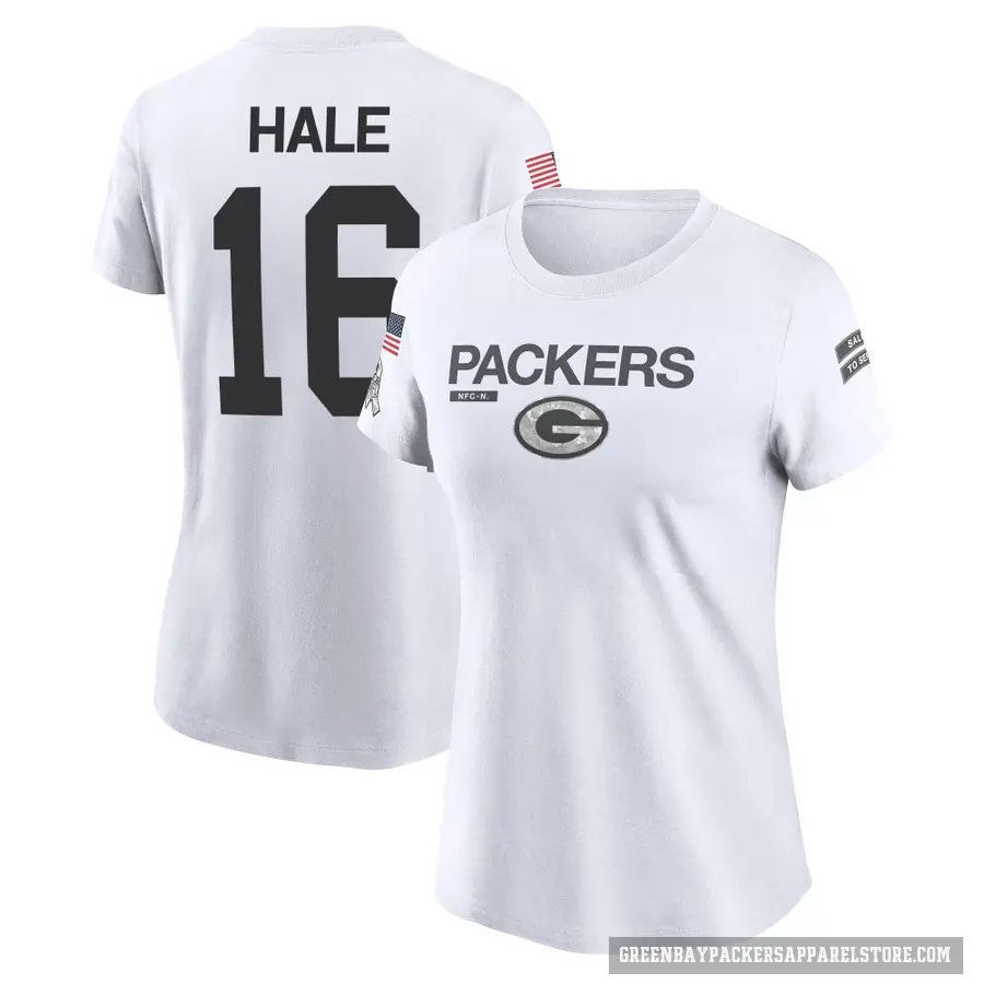 Women's ＃16 Alex Hale Green Bay Packers White 2024 Salute to Service Performance T-Shirt