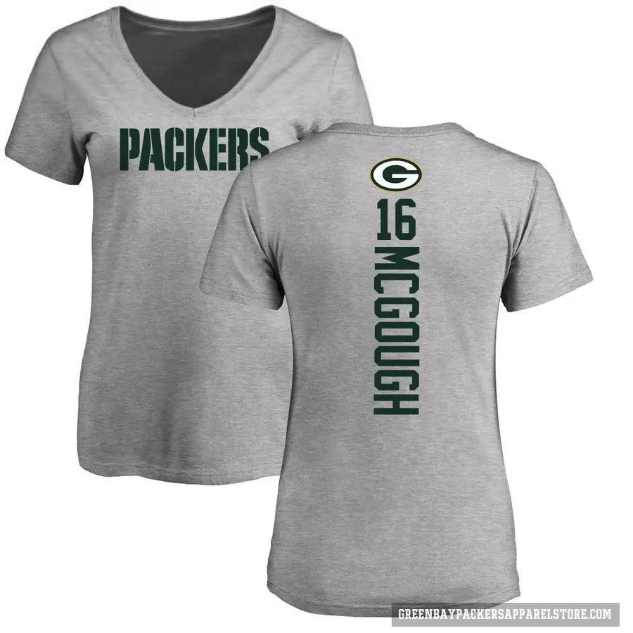 Women's ＃16 Alex McGough Green Bay Packers Ash Backer V-Neck T-Shirt