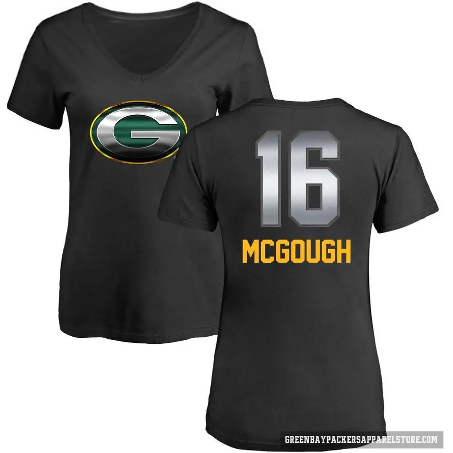 Women's ＃16 Alex McGough Green Bay Packers Black Midnight Mascot T-Shirt