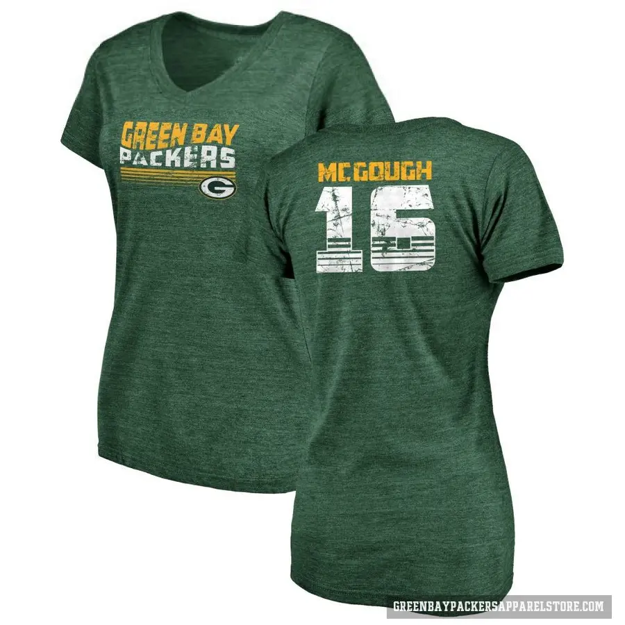 Women's ＃16 Alex McGough Green Bay Packers Green Retro V-Neck T-Shirt