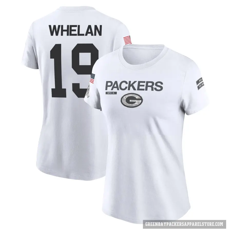 Women's ＃19 Daniel Whelan Green Bay Packers White 2024 Salute to Service Performance T-Shirt