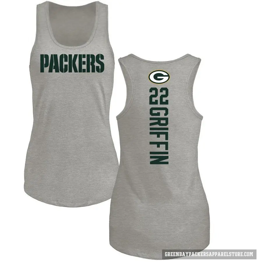 Women's ＃22 Tulu Griffin Green Bay Packers Ash Backer Tank Top