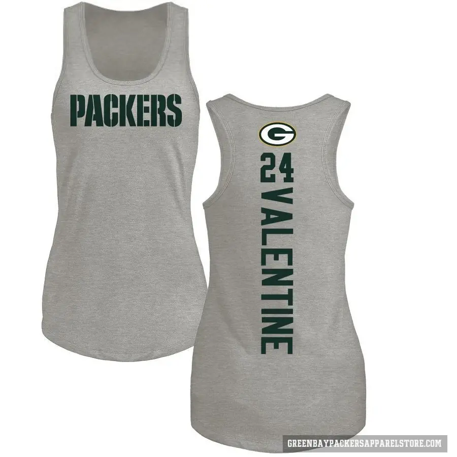 Women's ＃24 Carrington Valentine Green Bay Packers Ash Backer Tank Top