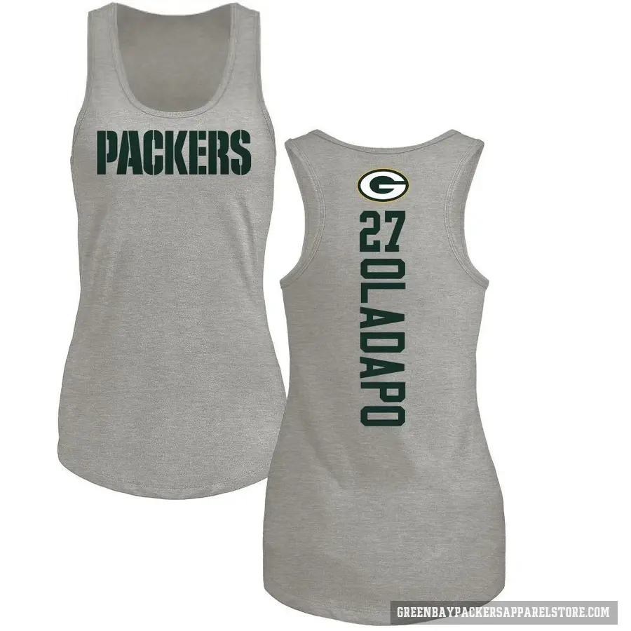 Women's ＃27 Kitan Oladapo Green Bay Packers Ash Backer Tank Top