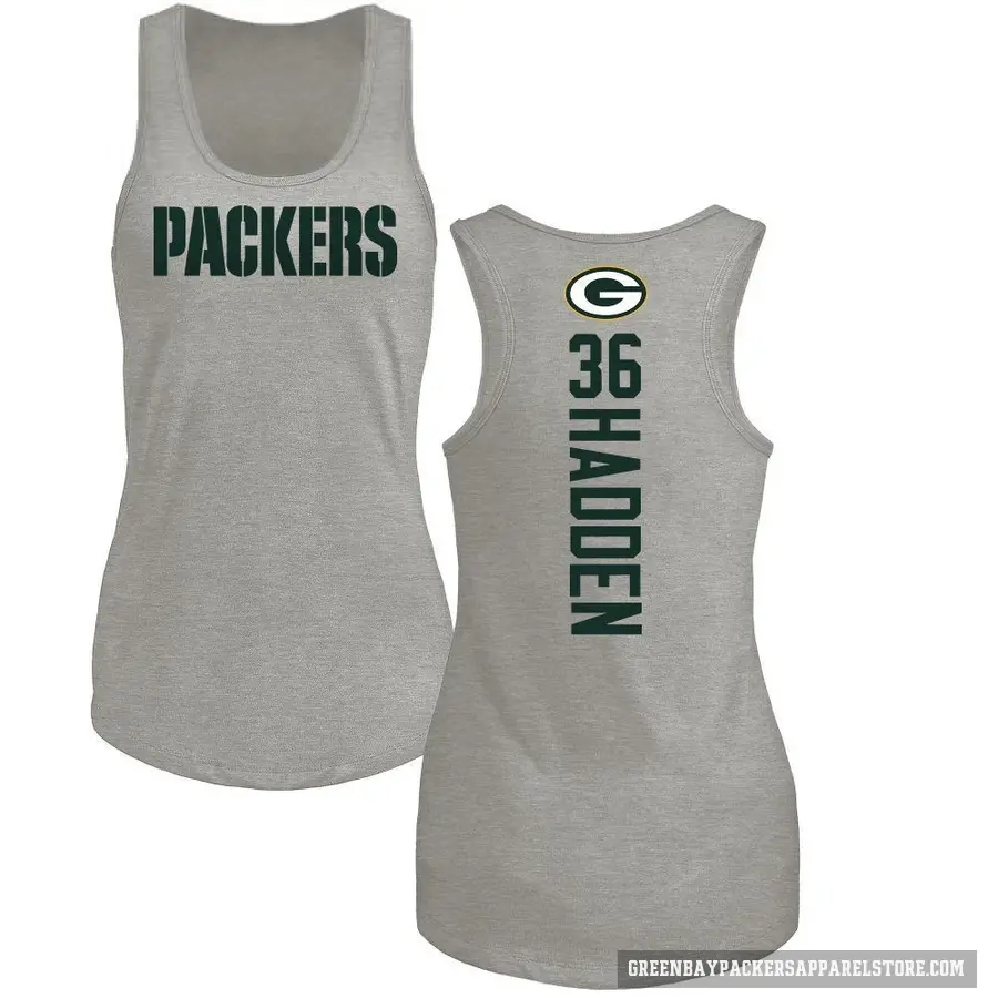 Women's ＃36 Kamal Hadden Green Bay Packers Ash Backer Tank Top