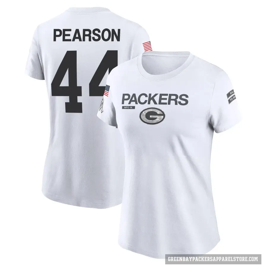 Women's ＃44 Henry Pearson Green Bay Packers White 2024 Salute to Service Performance T-Shirt