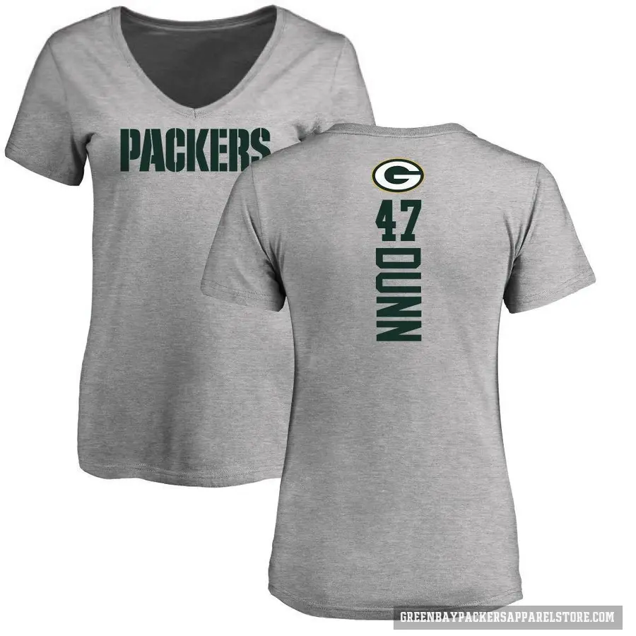 Women's ＃47 Isaiah Dunn Green Bay Packers Ash Backer V-Neck T-Shirt
