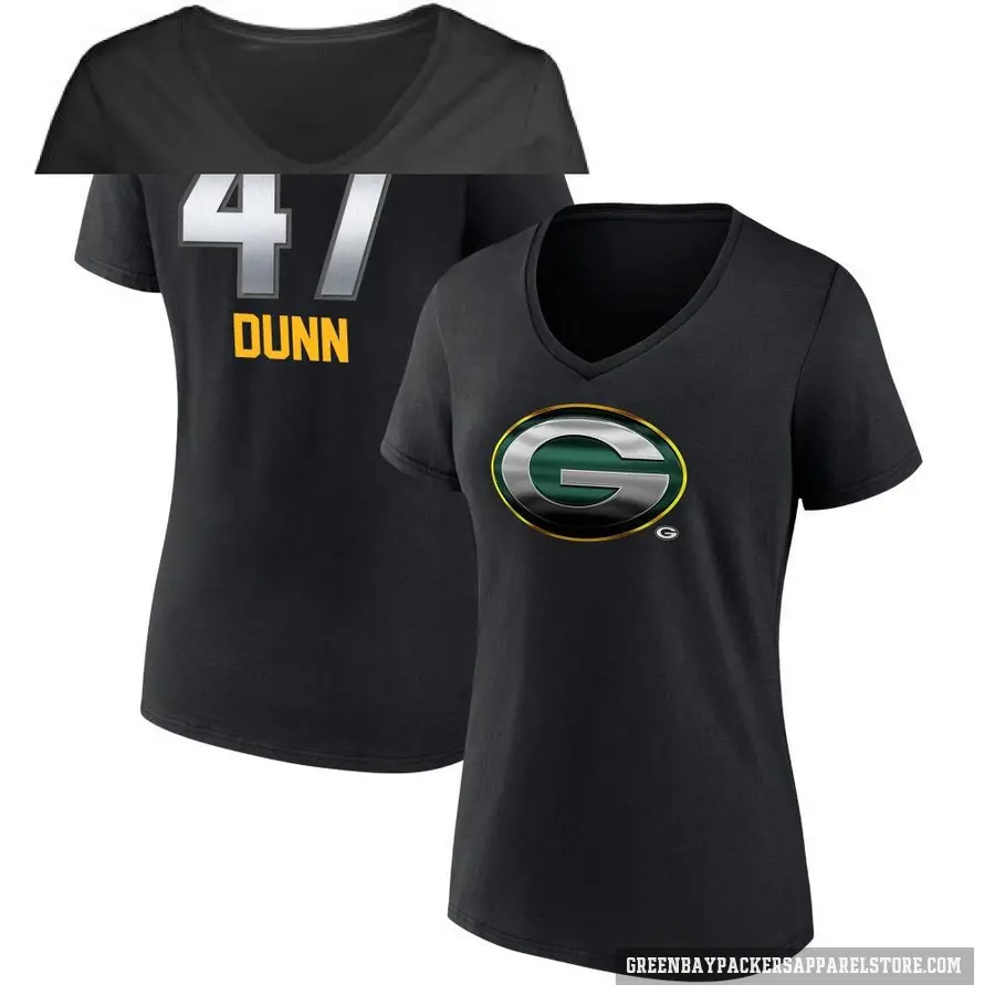 Women's ＃47 Isaiah Dunn Green Bay Packers Black Midnight Mascot T-Shirt