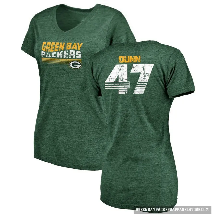 Women's ＃47 Isaiah Dunn Green Bay Packers Green Retro V-Neck T-Shirt