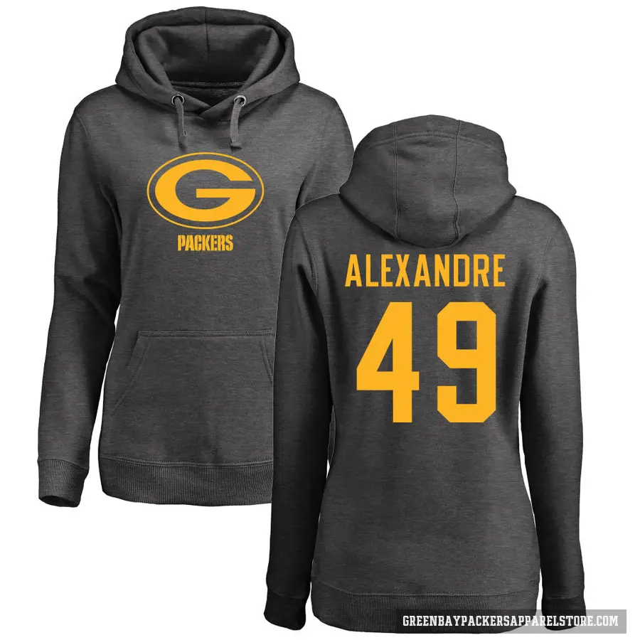 Women's ＃49 Deslin Alexandre Green Bay Packers Pro Line by Branded Ash One Color Pullover Hoodie