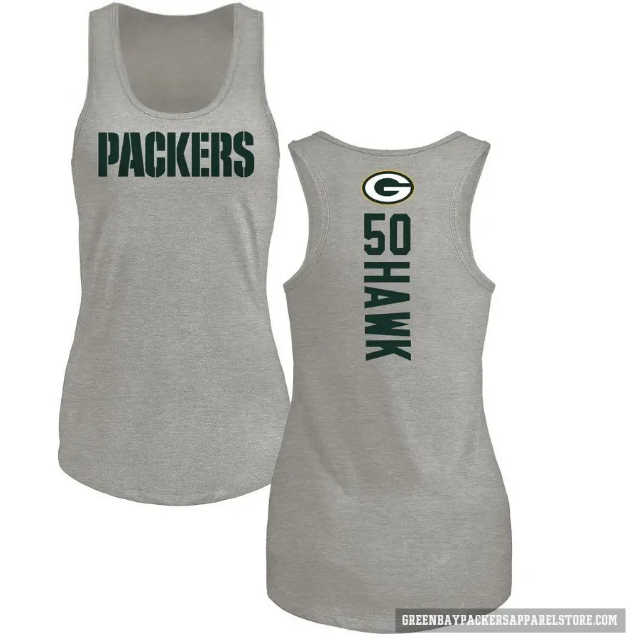 Women's ＃50 A.J. Hawk Green Bay Packers Ash Backer Tank Top