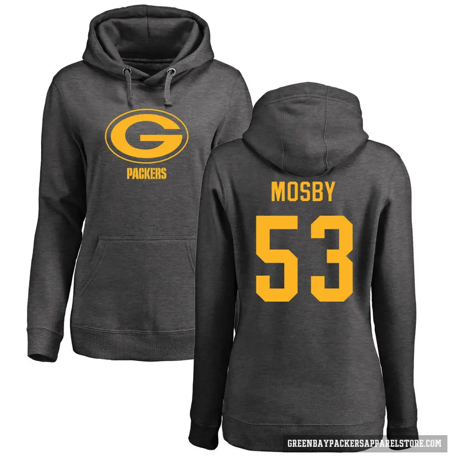 Women's ＃53 Arron Mosby Green Bay Packers Pro Line by Branded Ash One Color Pullover Hoodie
