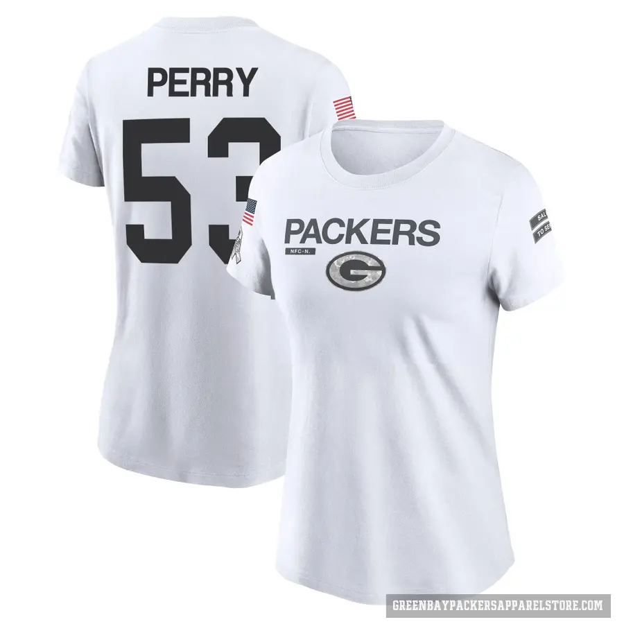 Women's ＃53 Nick Perry Green Bay Packers White 2024 Salute to Service Performance T-Shirt