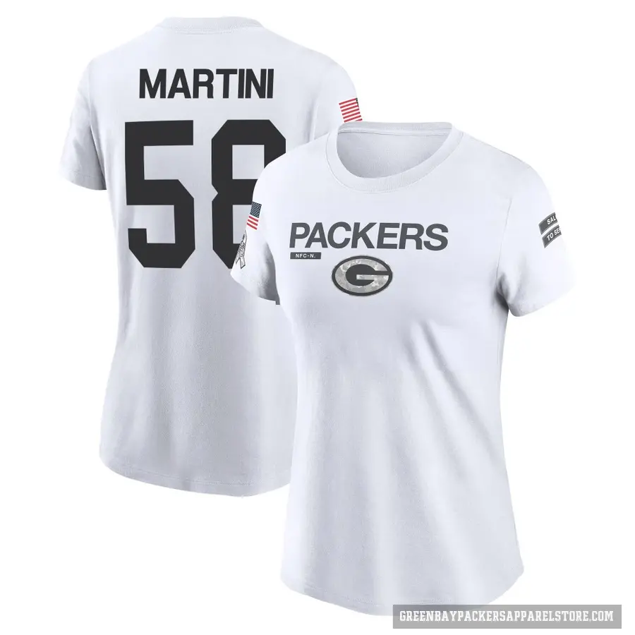Women's ＃58 Greer Martini Green Bay Packers White 2024 Salute to Service Performance T-Shirt