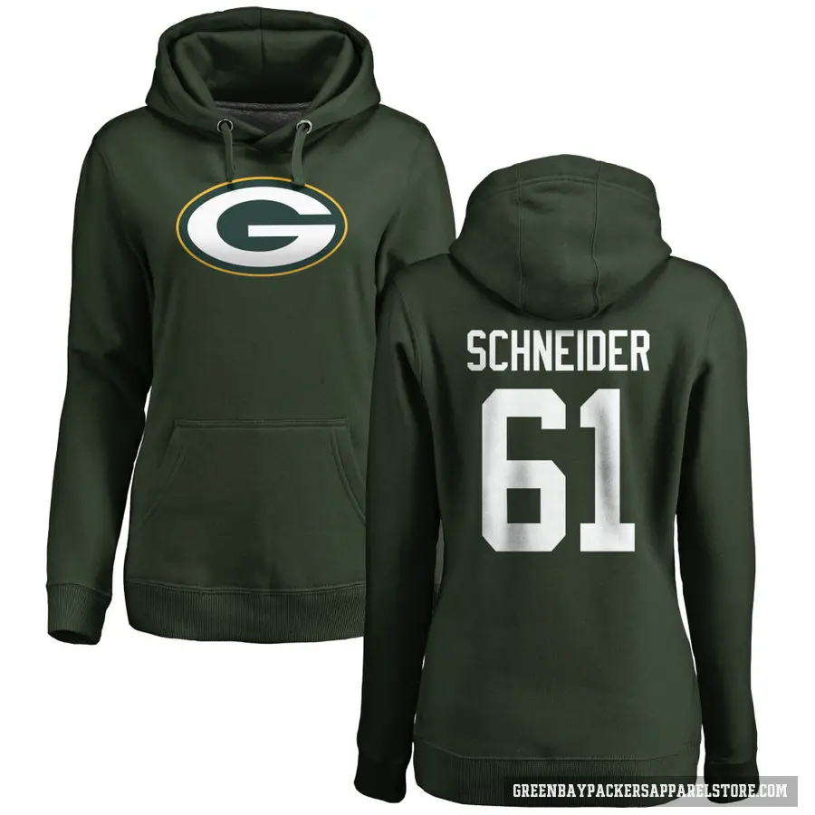 Women's ＃61 Cole Schneider Green Bay Packers Green Pro Line Logo Pullover Hoodie