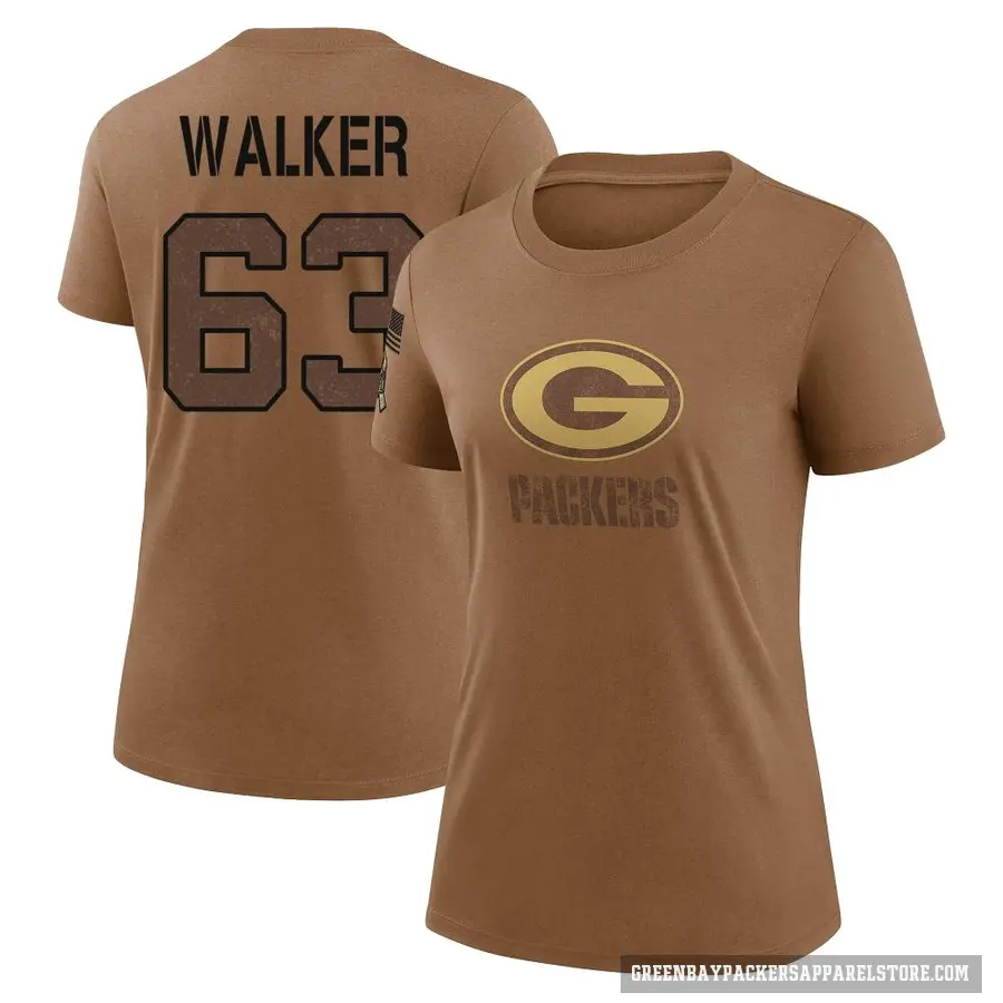 Women's ＃63 Rasheed Walker Green Bay Packers Brown 2023 Salute To Service Performance T-Shirt