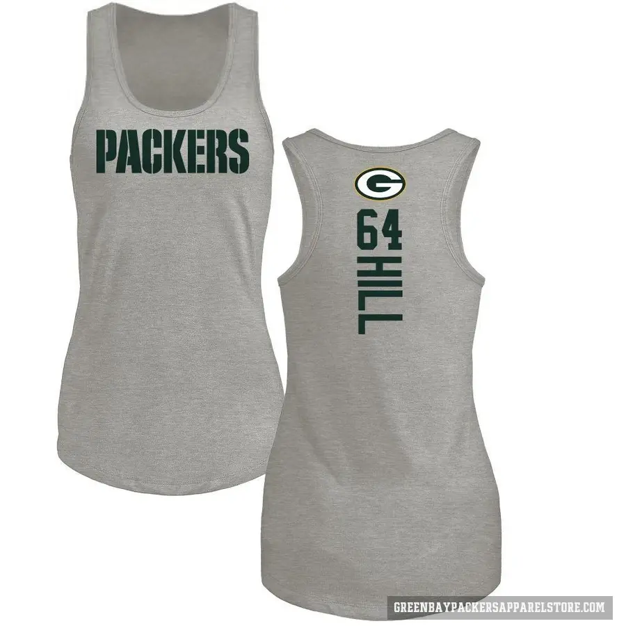 Women's ＃64 Trey Hill Green Bay Packers Ash Backer Tank Top