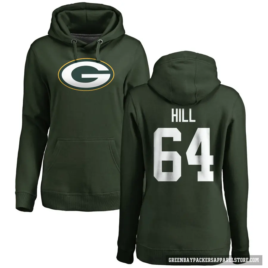 Women's ＃64 Trey Hill Green Bay Packers Green Pro Line Logo Pullover Hoodie