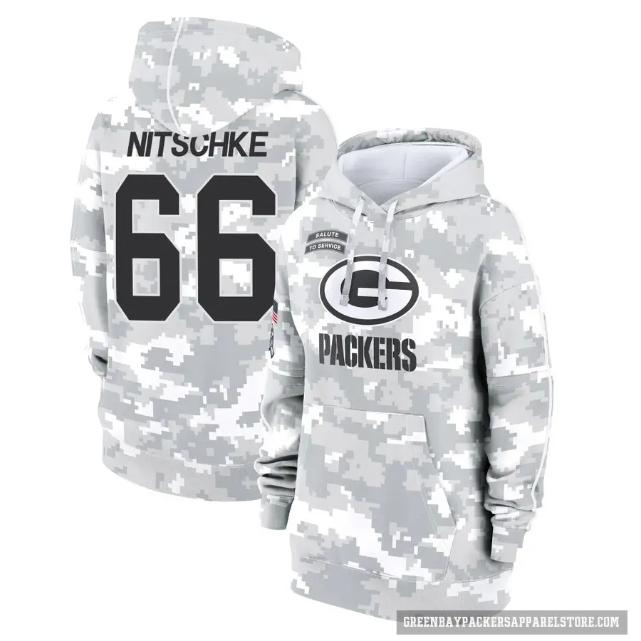 Women's ＃66 Ray Nitschke Green Bay Packers Arctic Camo 2024 Salute to Service Club Fleece Pullover Hoodie