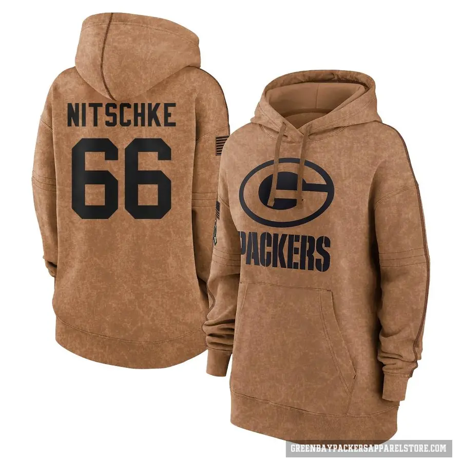 Women's ＃66 Ray Nitschke Green Bay Packers Brown 2023 Salute To Service Pullover Hoodie