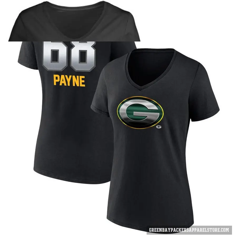 Women's ＃68 Leonard Payne Green Bay Packers Black Midnight Mascot T-Shirt
