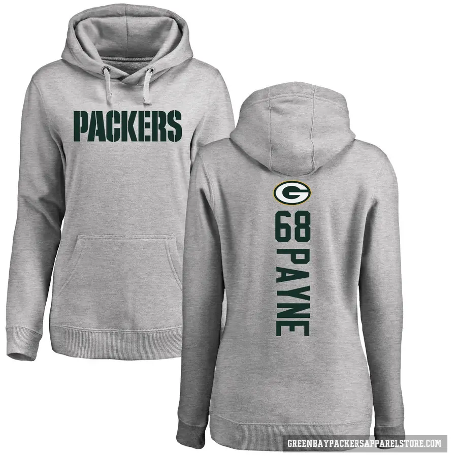 Women's ＃68 Leonard Payne Green Bay Packers Pro Line Ash Backer Pullover Hoodie