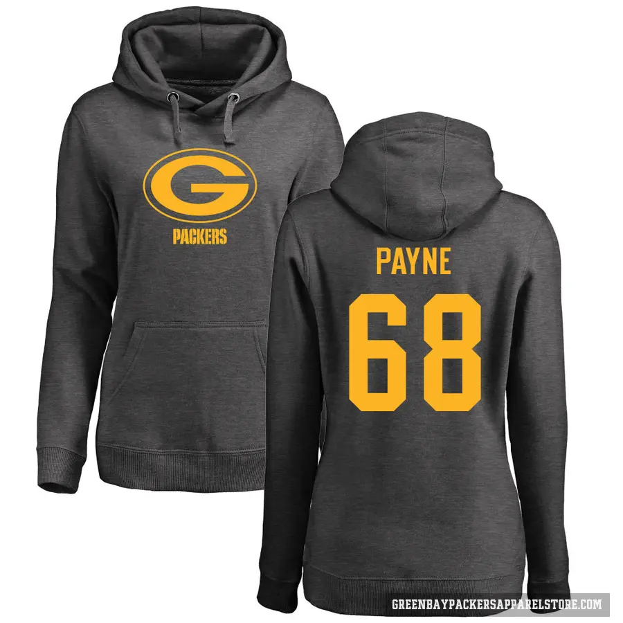 Women's ＃68 Leonard Payne Green Bay Packers Pro Line by Branded Ash One Color Pullover Hoodie
