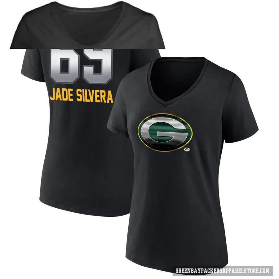 Women's ＃69 Nesta Jade Silvera Green Bay Packers Black Midnight Mascot T-Shirt