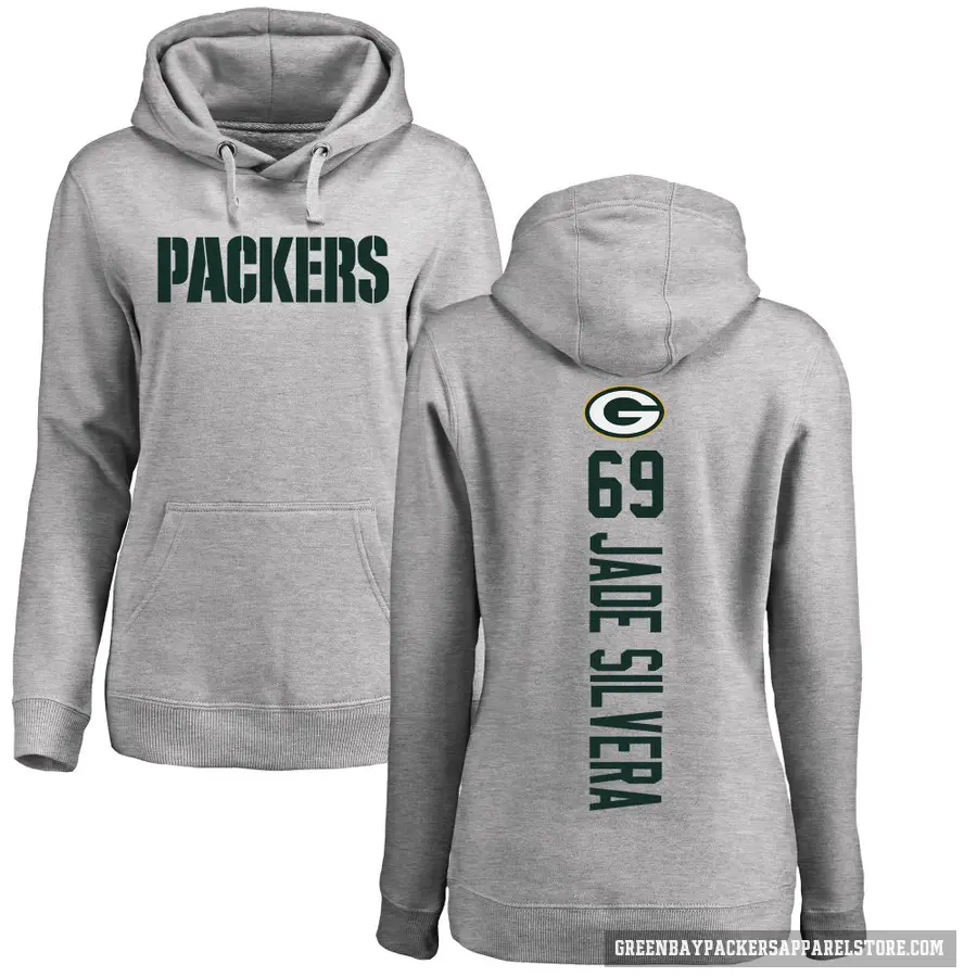 Women's ＃69 Nesta Jade Silvera Green Bay Packers Pro Line Ash Backer Pullover Hoodie