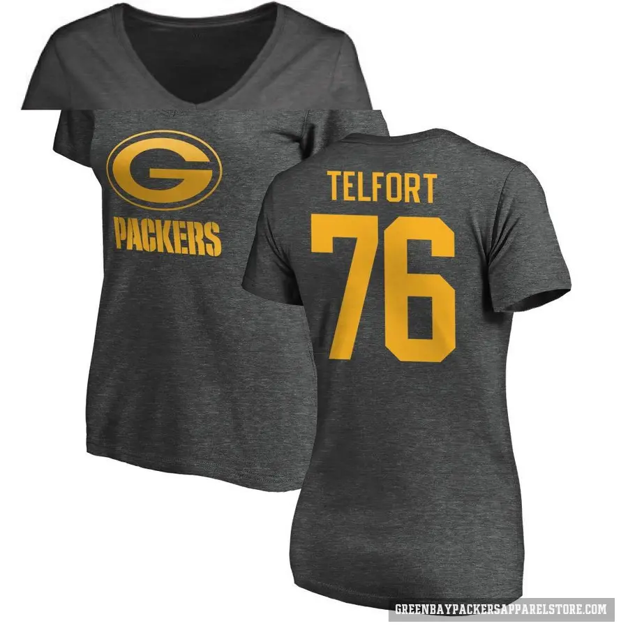 Women's ＃76 Kadeem Telfort Green Bay Packers Ash One Color T-Shirt