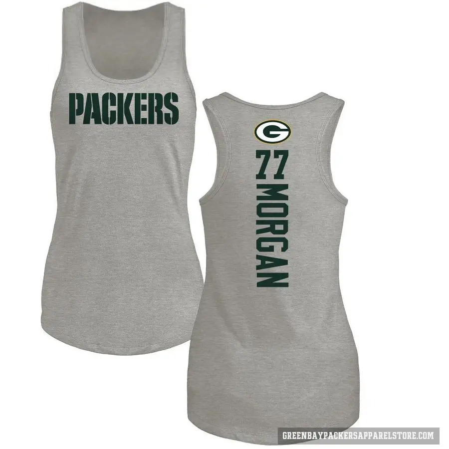 Women's ＃77 Jordan Morgan Green Bay Packers Ash Backer Tank Top
