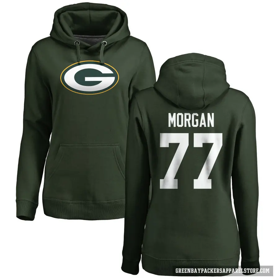 Women's ＃77 Jordan Morgan Green Bay Packers Green Pro Line Logo Pullover Hoodie