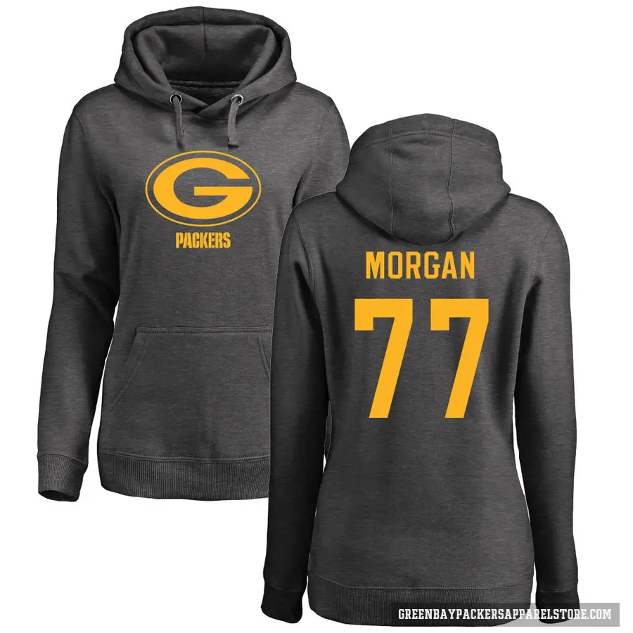 Women's ＃77 Jordan Morgan Green Bay Packers Pro Line by Branded Ash One Color Pullover Hoodie