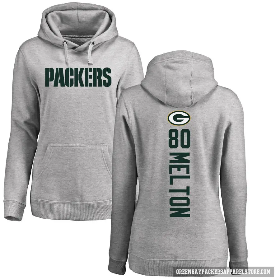 Women's ＃80 Bo Melton Green Bay Packers Pro Line Ash Backer Pullover Hoodie