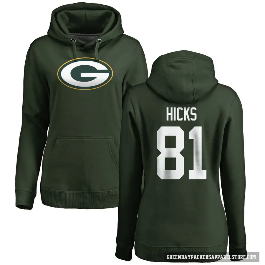 Women's ＃81 Julian Hicks Green Bay Packers Green Pro Line Logo Pullover Hoodie