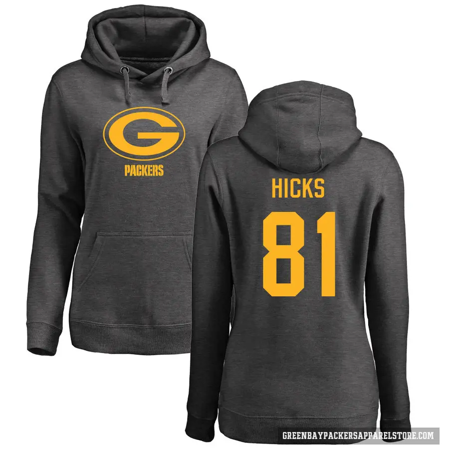 Women's ＃81 Julian Hicks Green Bay Packers Pro Line by Branded Ash One Color Pullover Hoodie